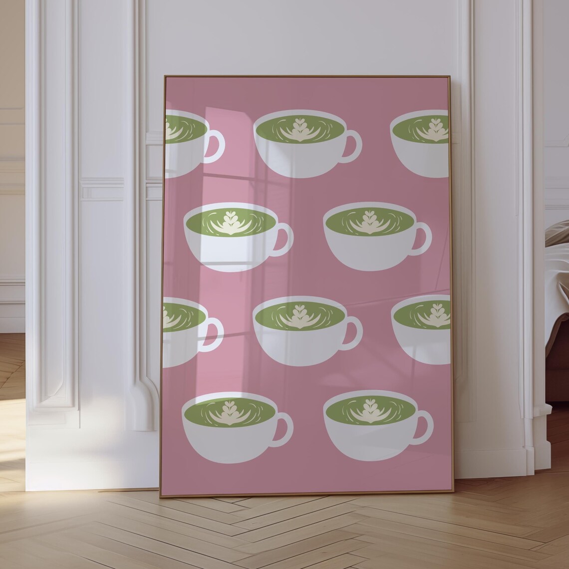 Matcha Latte Tea Drink Pattern Poster
