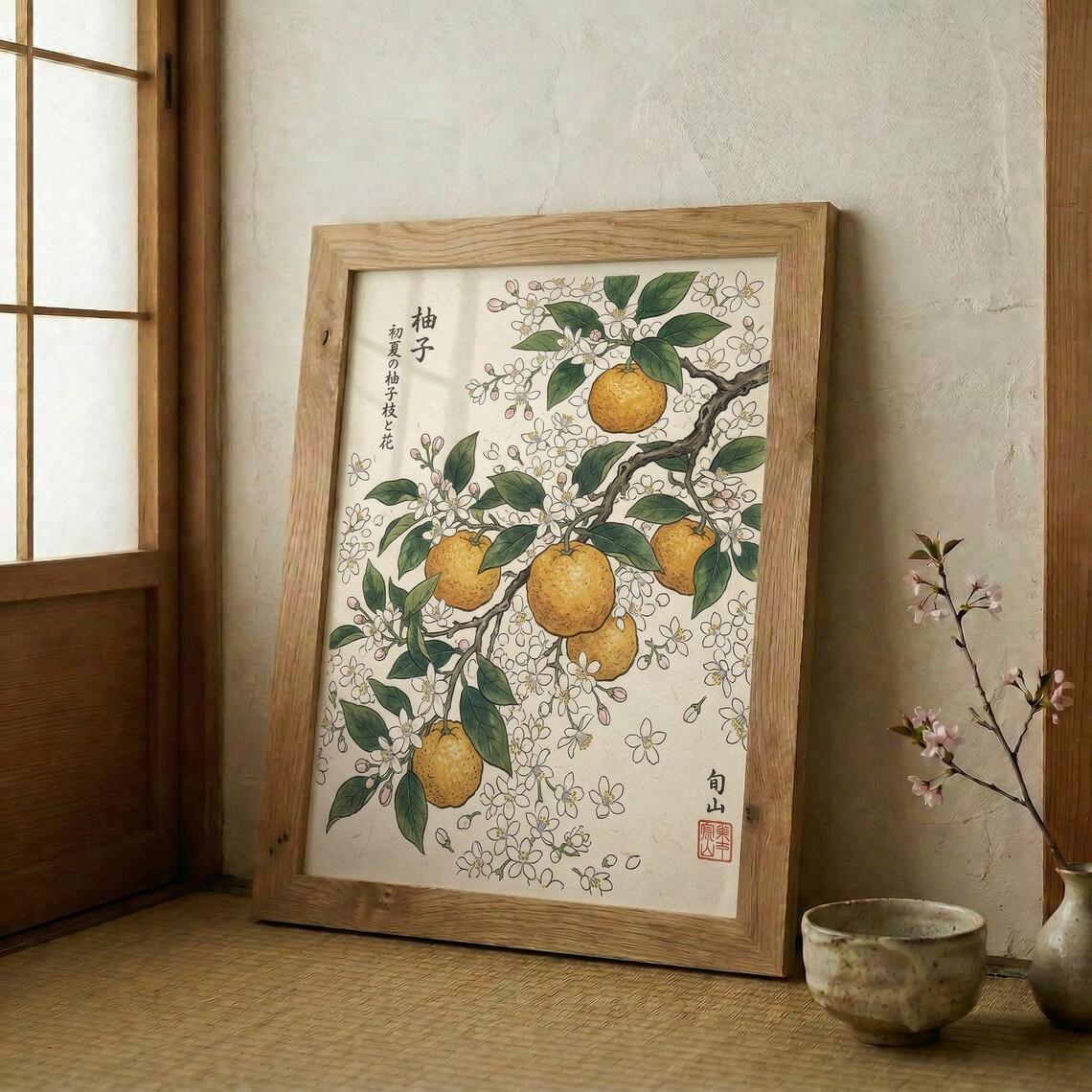 Japanese Yuzu Blossom Print, Botanical Art Print