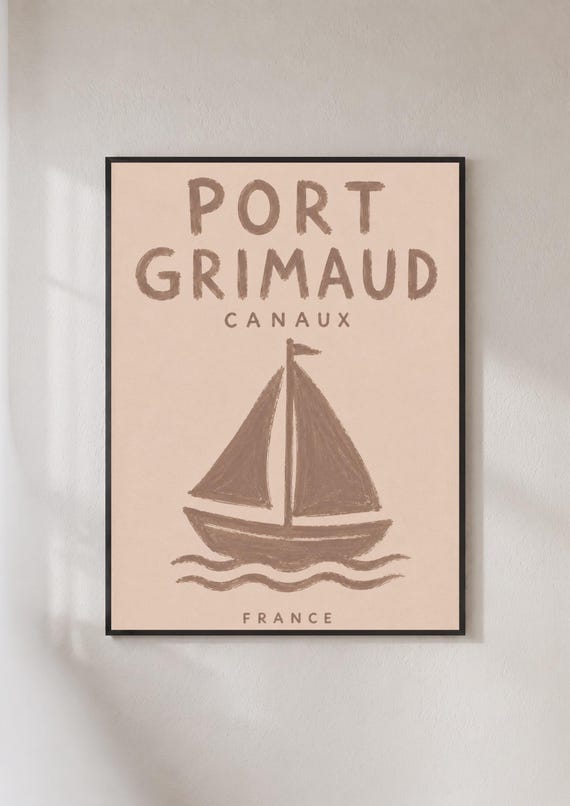 Port Grimaud France Travel Poster Sailboat Print Cote Dazur Wall Art Nautical