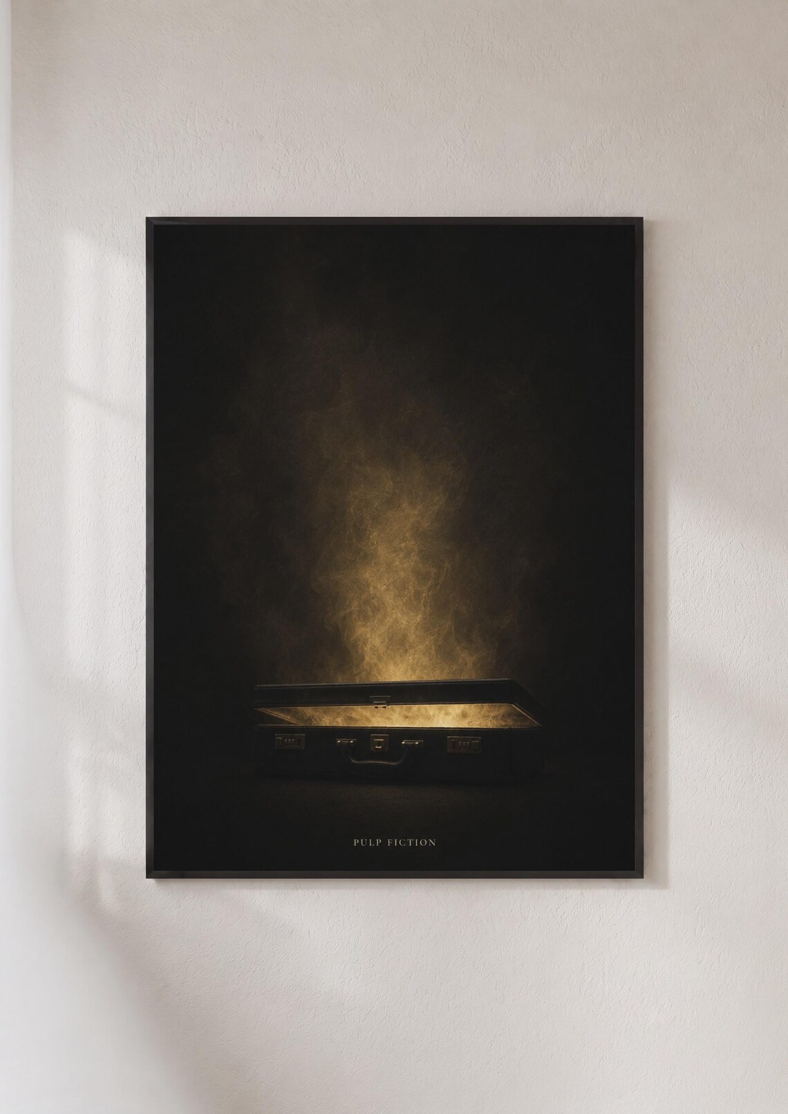 Pulp Fiction Briefcase Golden Glow Minimalist Dark Movie Poster