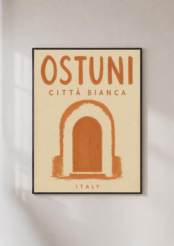 Ostuni Città Bianca Italy Arched Doorway Retro Travel Poster