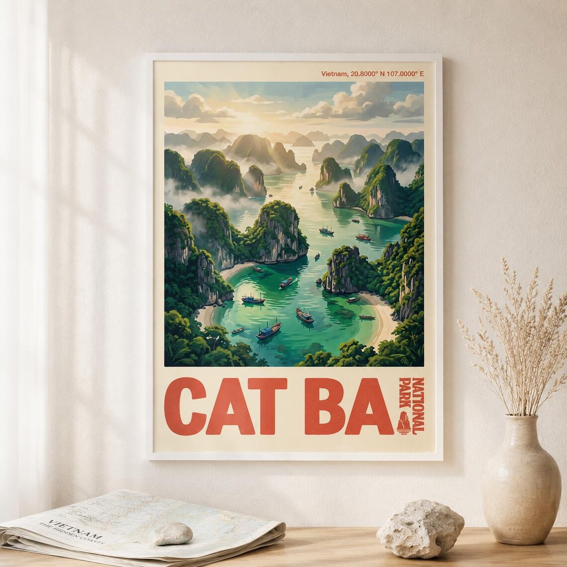 Cat Ba National Park Vintage Vietnam Travel Poster