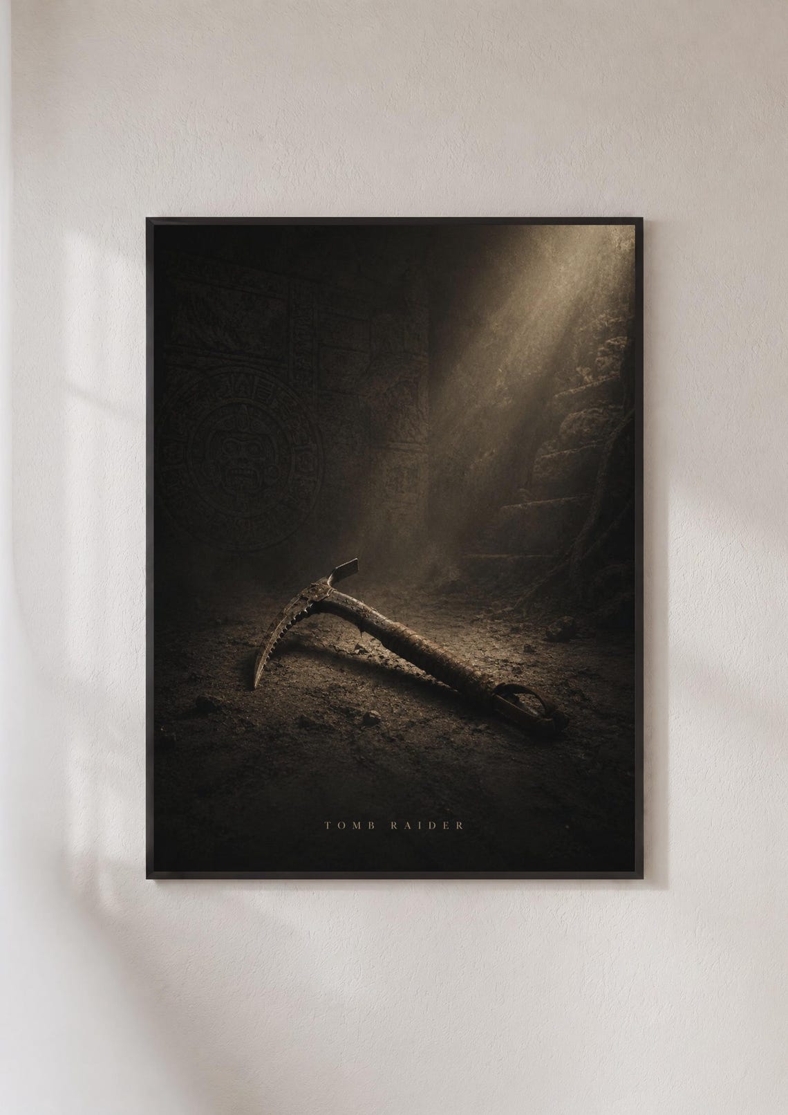 Tomb Raider Poster Lara Croft Ice Axe Print Dark Gaming Wall Art Gamer Gift
