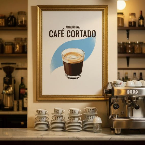 Argentina Coffee Print Vintage Cortado Poster Bar Art