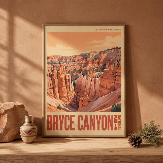 Bryce Canyon National Park USA Hoodoos Vintage Desert Travel Poster