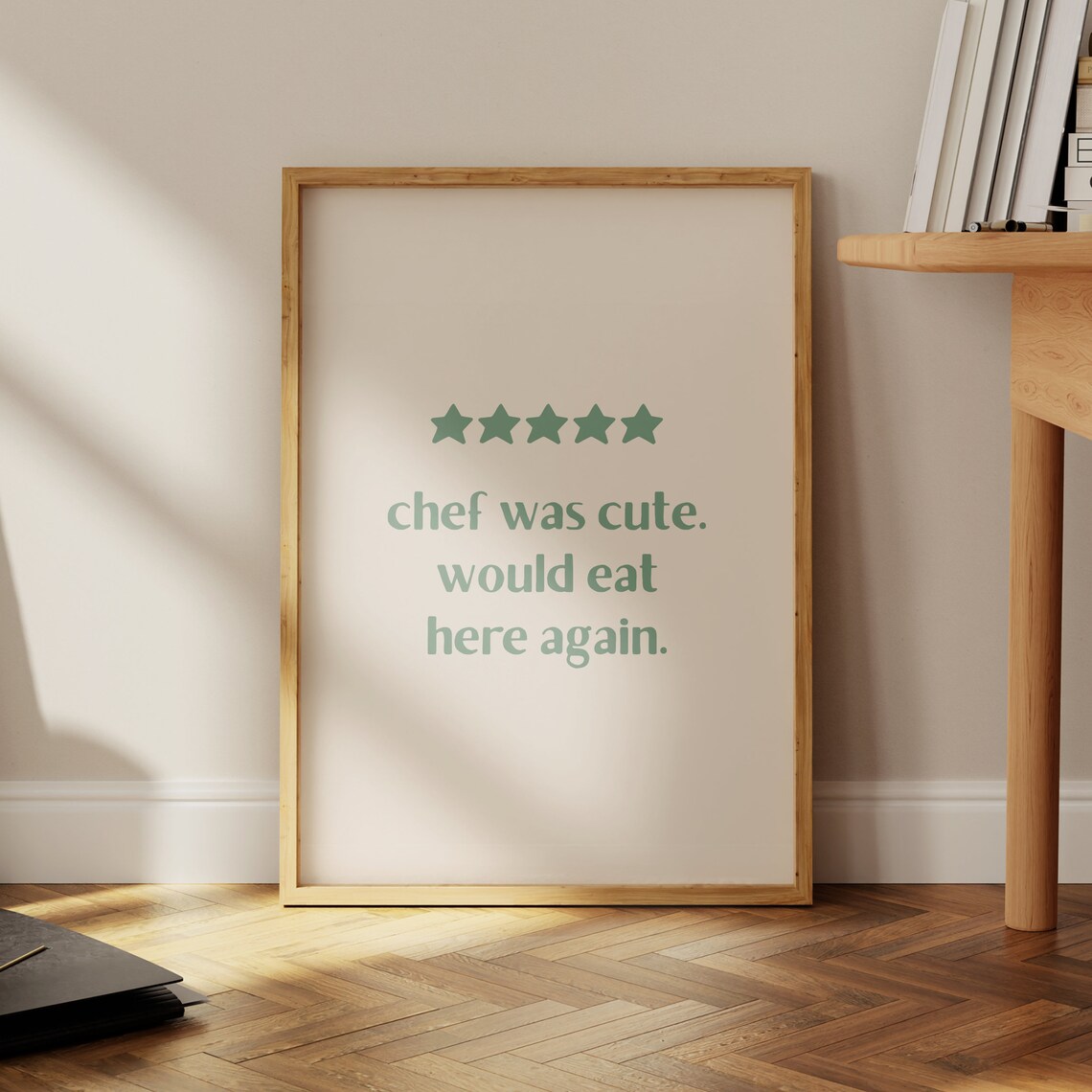Chef Was Cute 5 Star Review, Kitchen Wall Art