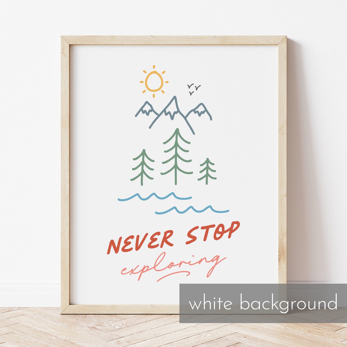 Never Stop Exploring Ii Kids Bedroom Wall Art Kids Poster With Mountain And Forest Illustrations Art - Image 3