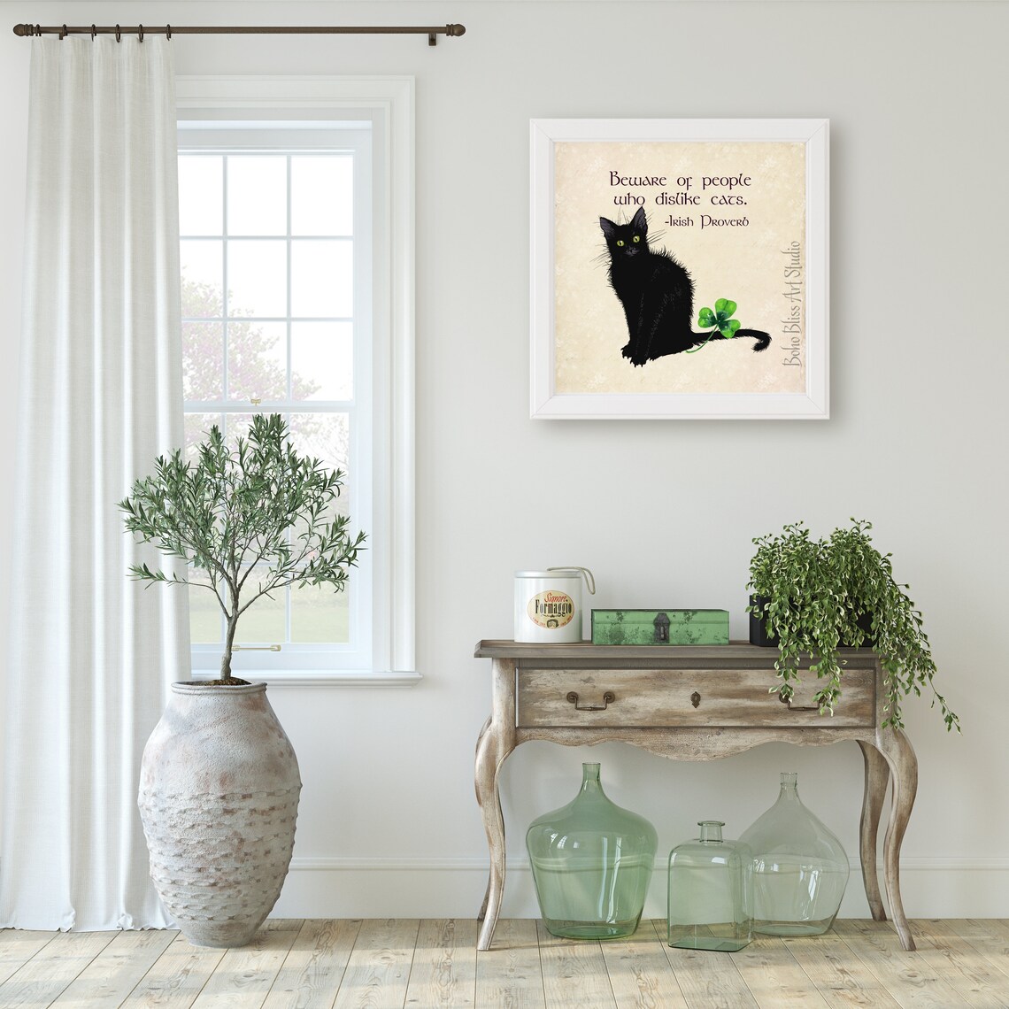 Irish Cat Proverb Quote Art Print, Cat Lover Decor - Image 2
