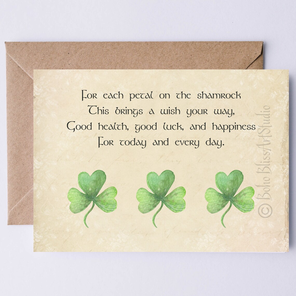 Irish Wedding Blessing Poster Print, Shamrock Verse