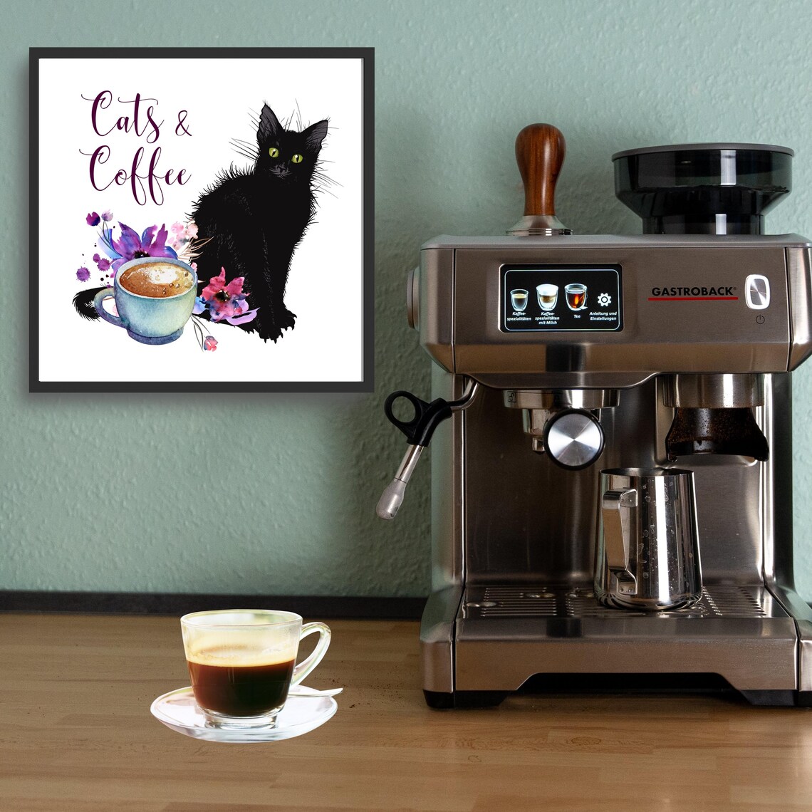 Cats Coffee Art Print, Cat Kitchen Decor - Image 2