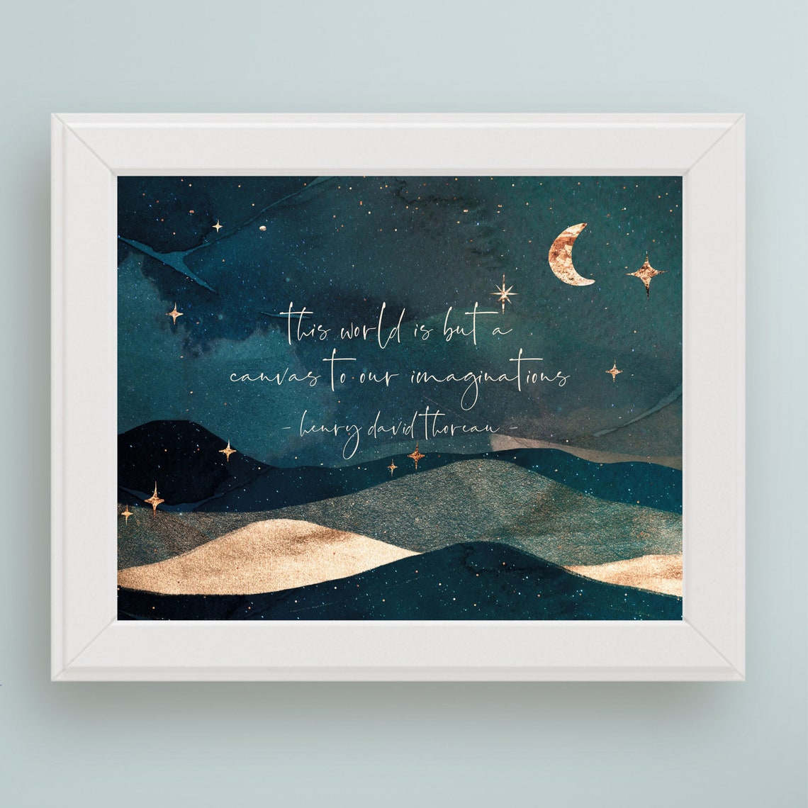 Thoreau Canvas Of Imaginations Starry Night Moon Hills Art Print