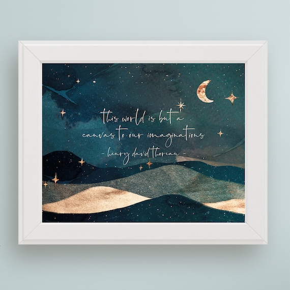 Thoreau Canvas Of Imaginations Starry Night Moon Hills Art Print