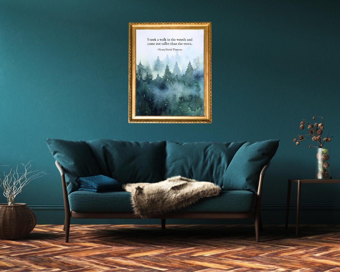 Henry David Thoreau Walk In The Woods Misty Forest Quote Print - Image 2