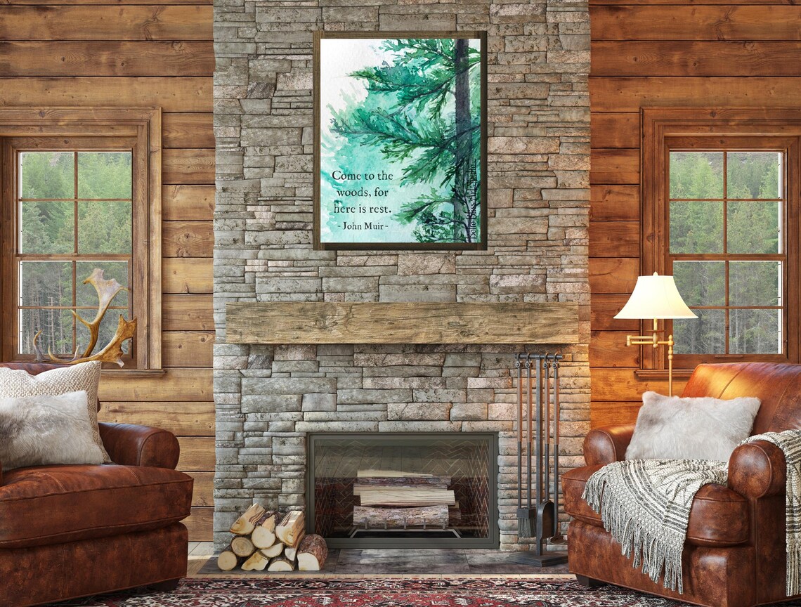 John Muir Quote Art, Woods and Forest Theme - Image 2