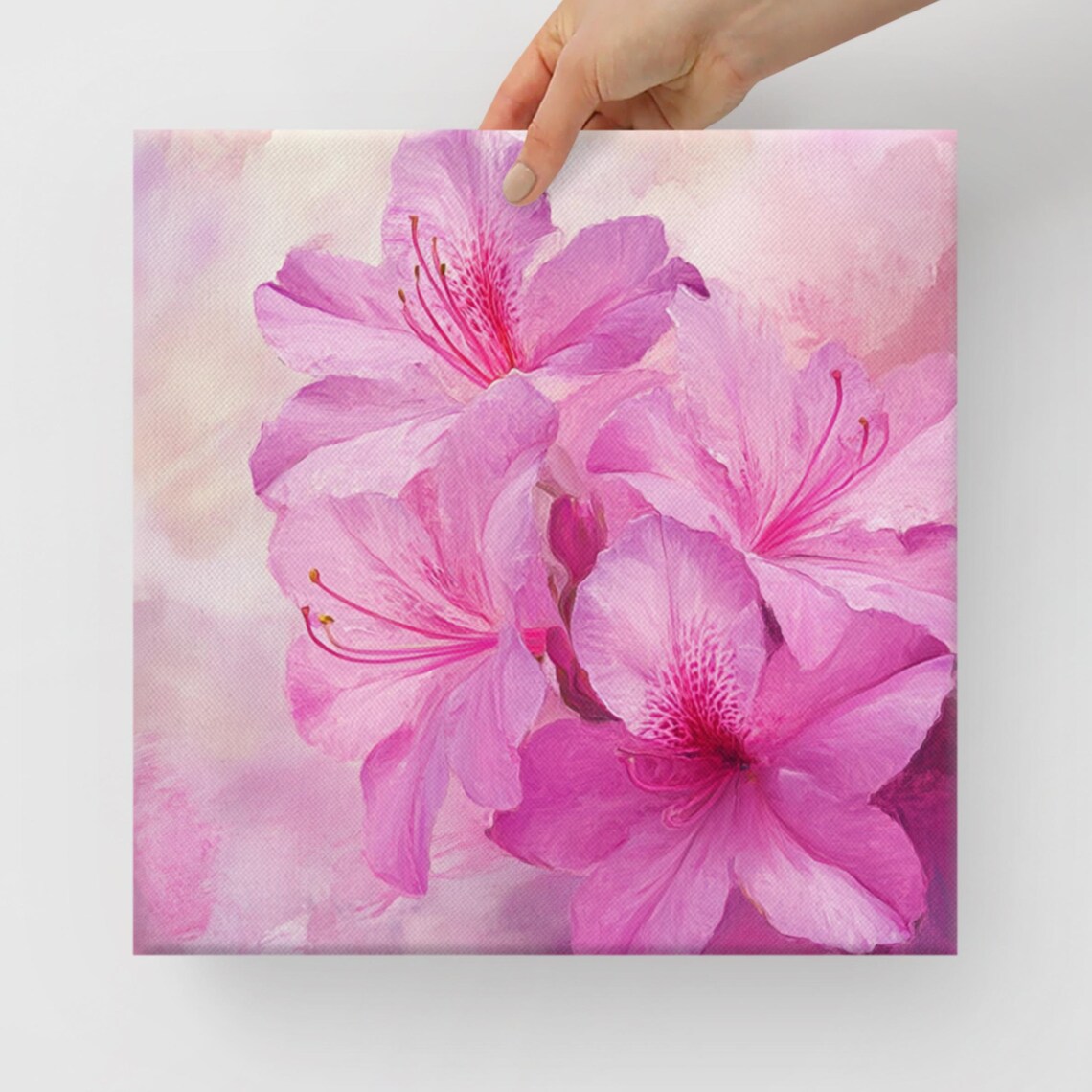 Pink Azalea Blooms Long Stamens Dreamy Pink Watercolor Feminine Poster