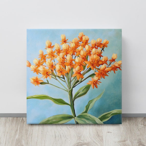 Butterfly Weed Print Orange Butterfly Weed Plant Art Print Flower Painting Print Wall Art Asclepias Tuberosa Art