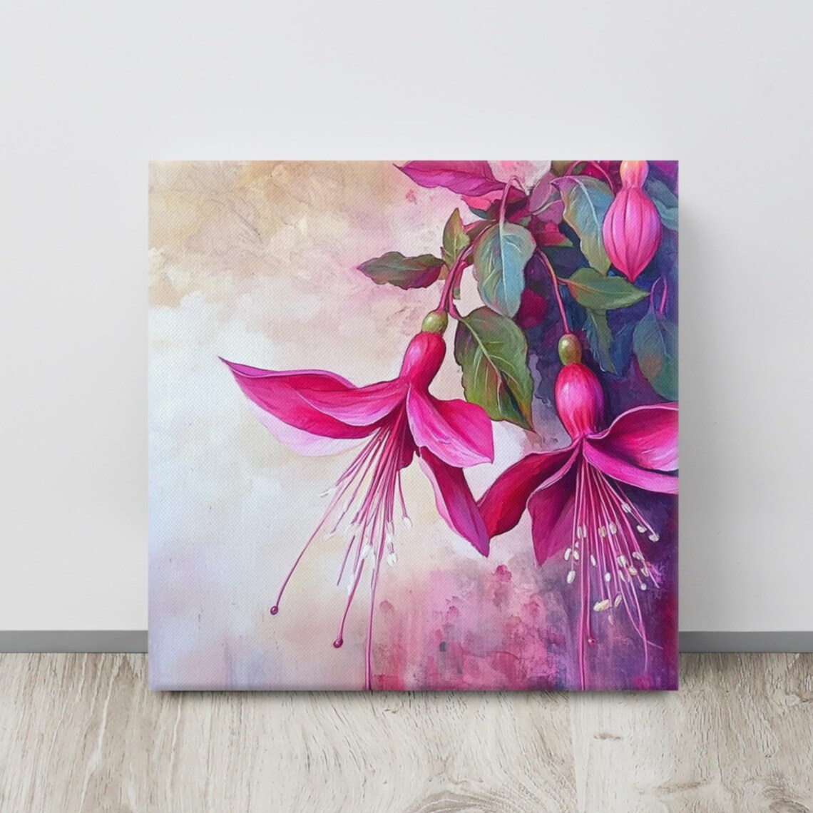 Magenta Fuchsia Blossoms Hanging Watercolor Floral Art Poster