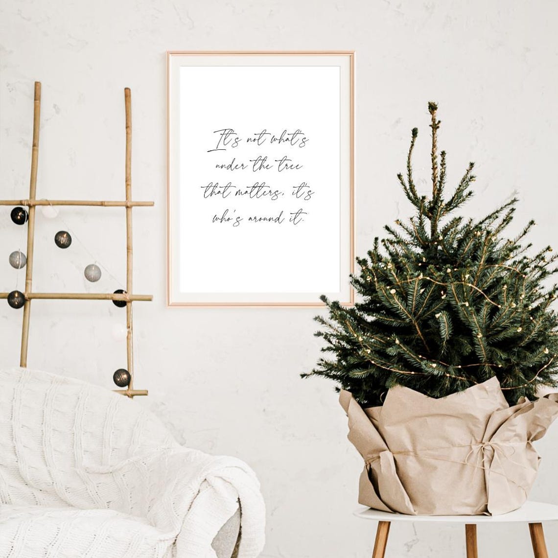 Its Not Whats Under The Tree Christmas Script Quote Typography Poster - Image 2