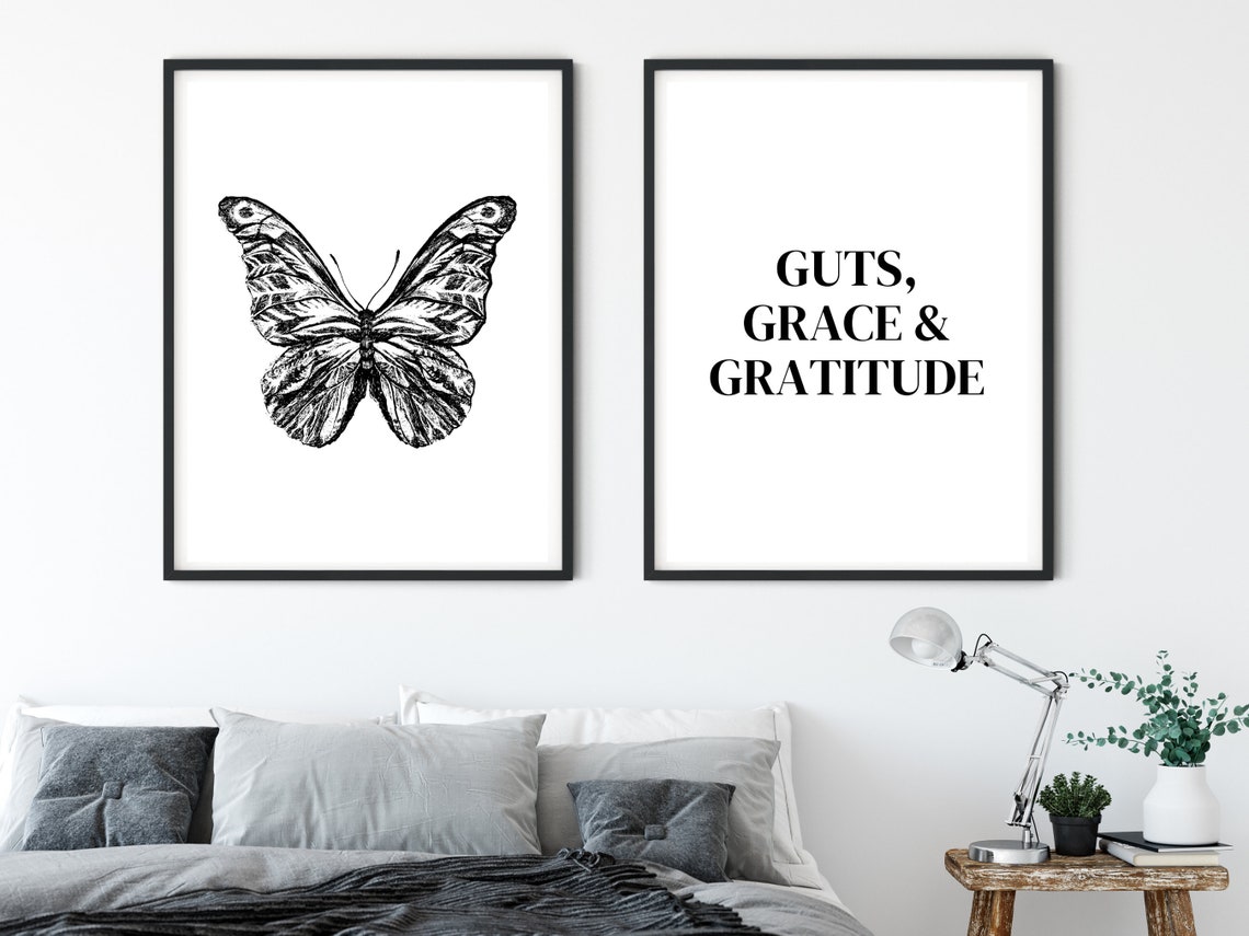 Guts Grace And Gratitude Minimalist Mantra Quote Wall Poster - Image 2