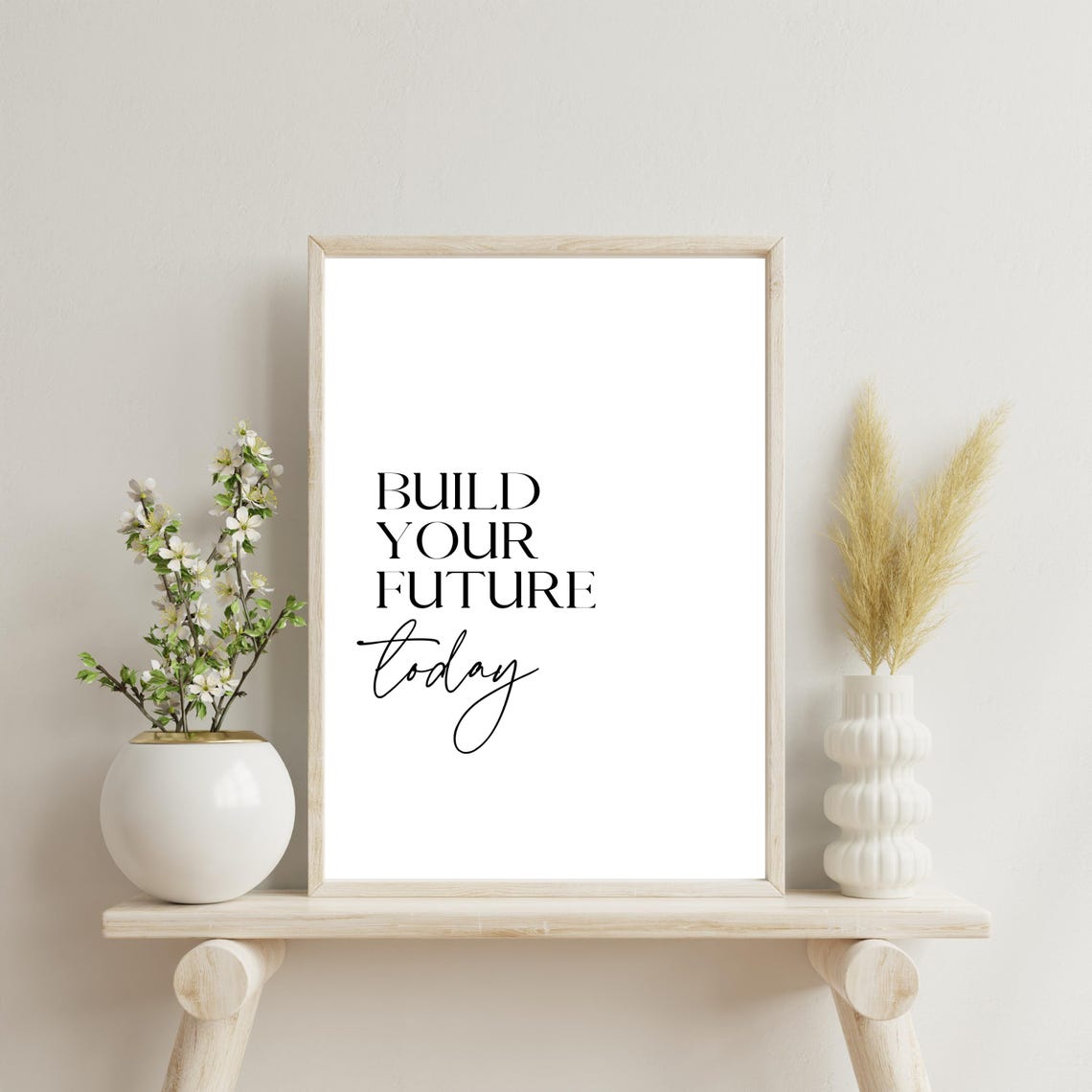 Build Your Future Today Motivational Minimalist Office Desk Poster