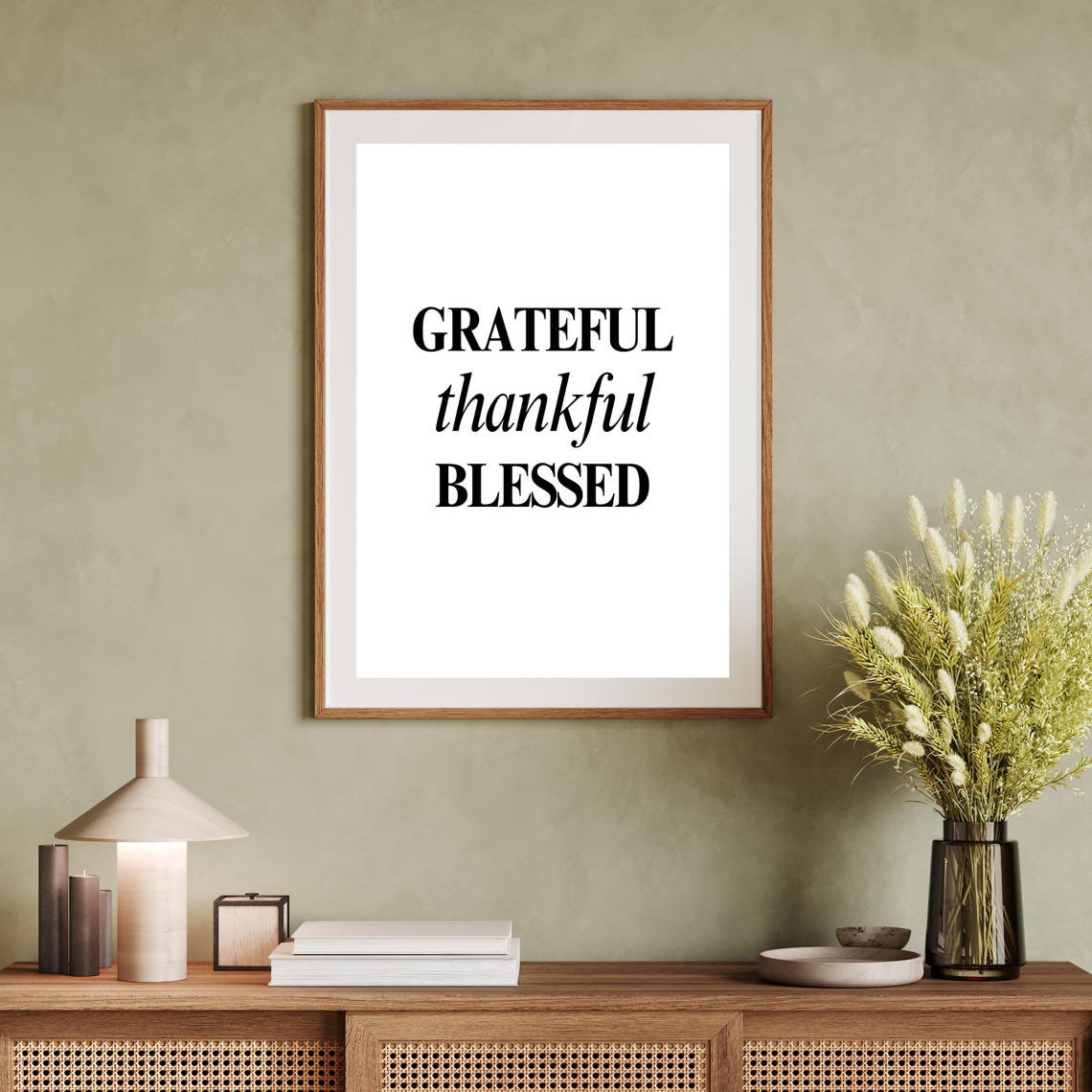 Grateful Thankful Blessed Fall Serif Script Typography Poster