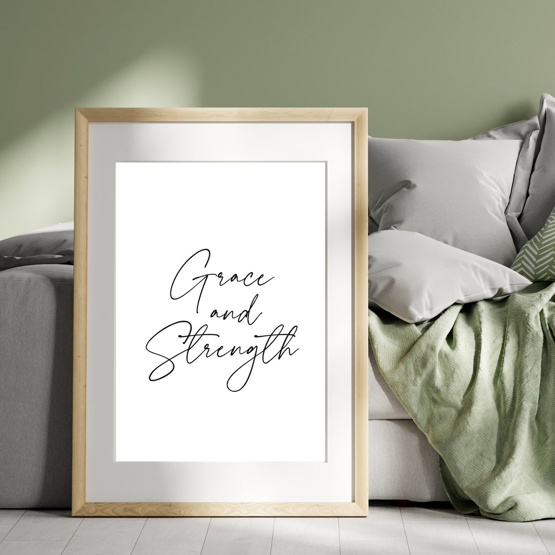 Grace and Strength Elegant Handwritten Script Typography Quote Poster - Image 2