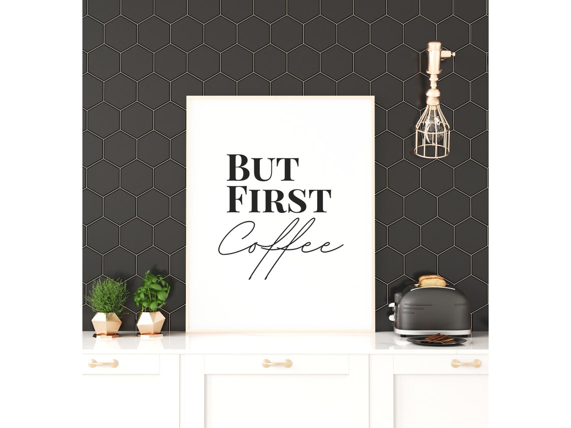 But First Coffee Morning Ritual Serif Script Typography Quote Poster - Image 2