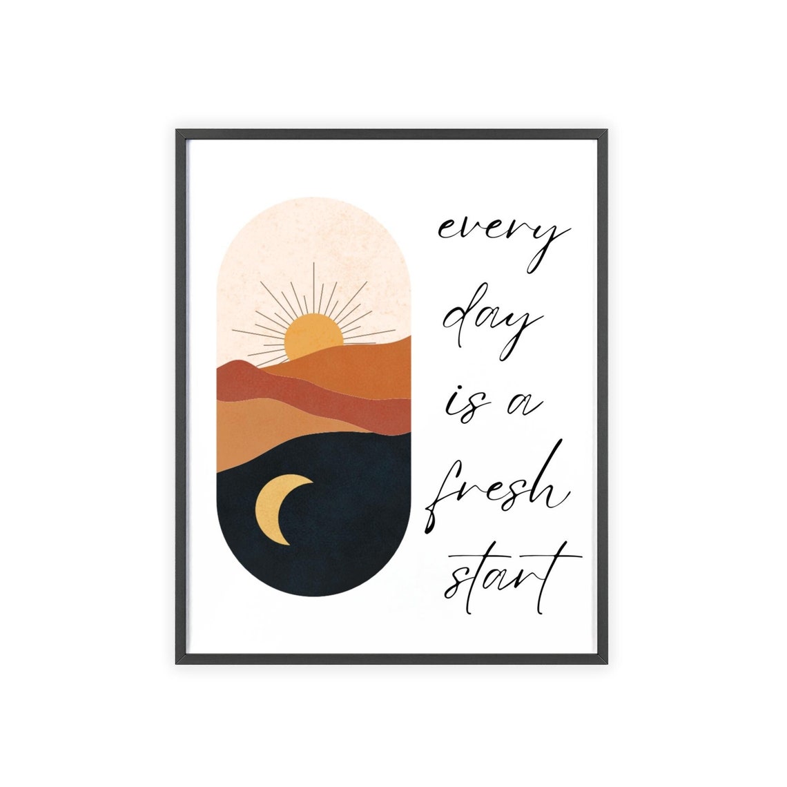 Every Day Is A Fresh Start Boho Sun Moon Calm Daily Quote Poster - Image 3