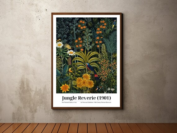Henri Rousseau Inspired Print Henri Rousseau Inspired Poster Modern Art Print Tropical Decor Botanical Floral Jungle Print Wall Art