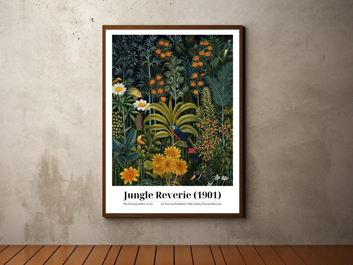 Jungle Reverie 1901 Henri Rousseau Inspired Dense Jungle Poster