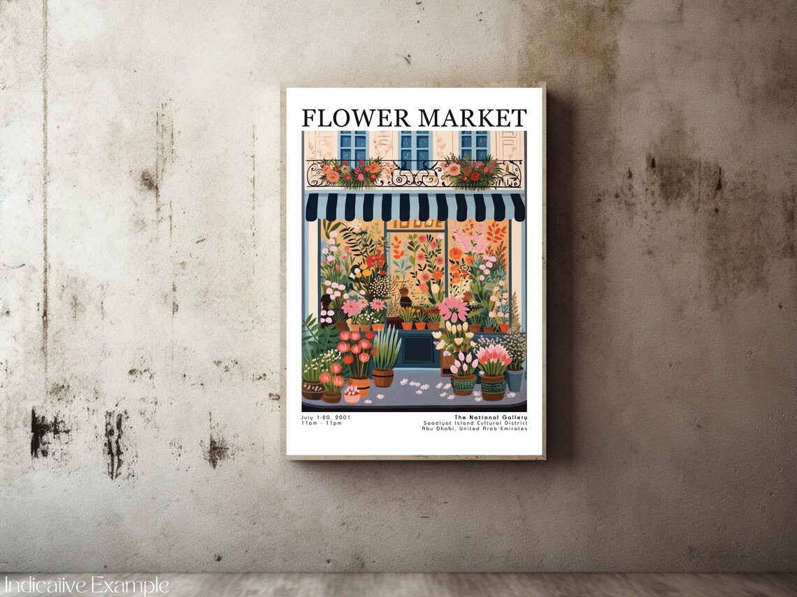 Flower Market Parisian Florist Shopfront Striped Awning Art Poster - Image 2