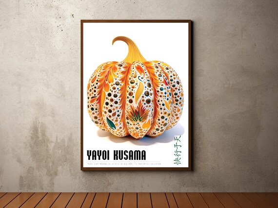 Yayoi Kusama White Pumpkin Warm Polka Dot Pattern Studio Art Poster