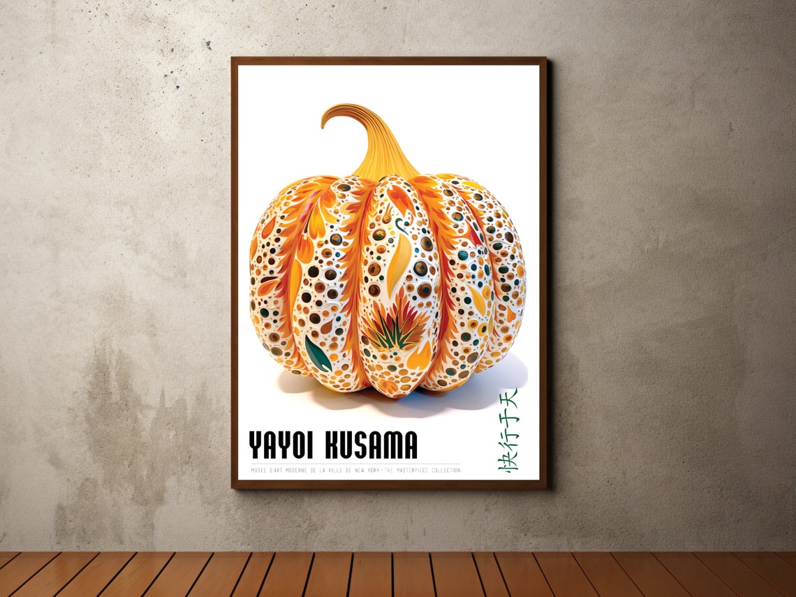 Yayoi Kusama White Pumpkin Warm Polka Dot Pattern Studio Art Poster