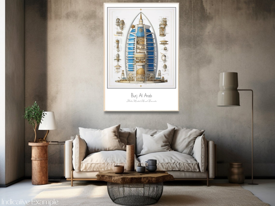 Burj Al Arab Dubai Architectural Study Sail Hotel Art Poster - Image 3