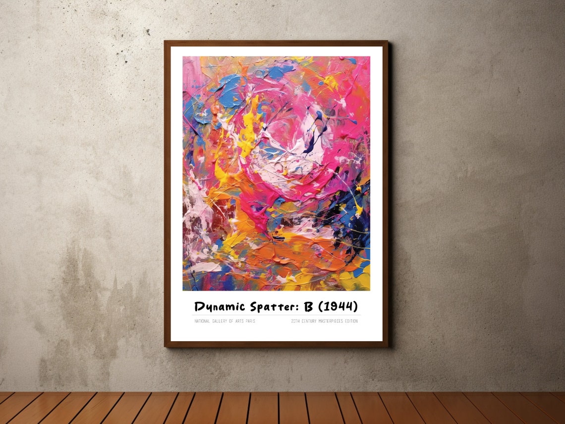 Dynamic Spatter B 1944 Pink Orange Textured Abstract Painting Poster