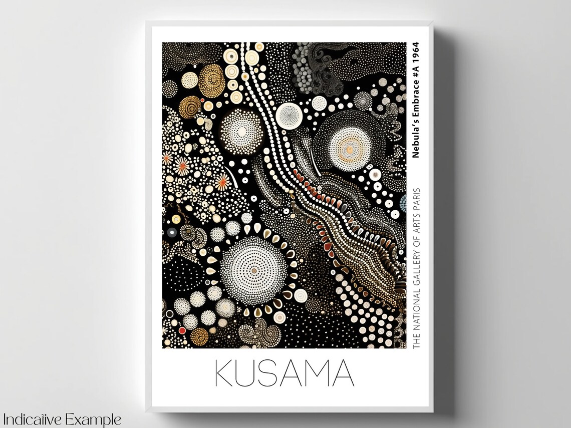 Kusama Nebula Embrace 1964 Black Gold Cosmic Dot Field Art Poster - Image 4