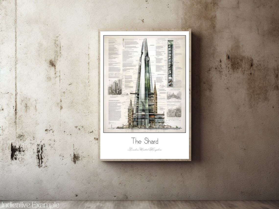The Shard London City Architectural Study Glass Tower Art Poster - Image 2