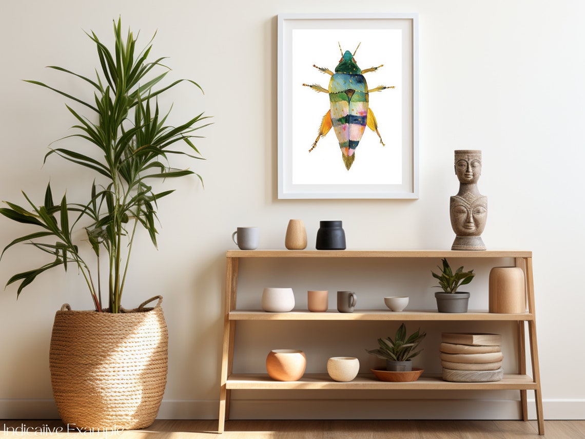 Rainbow Watercolor Beetle Insect Nature Wall Decor Art Poster - Image 2
