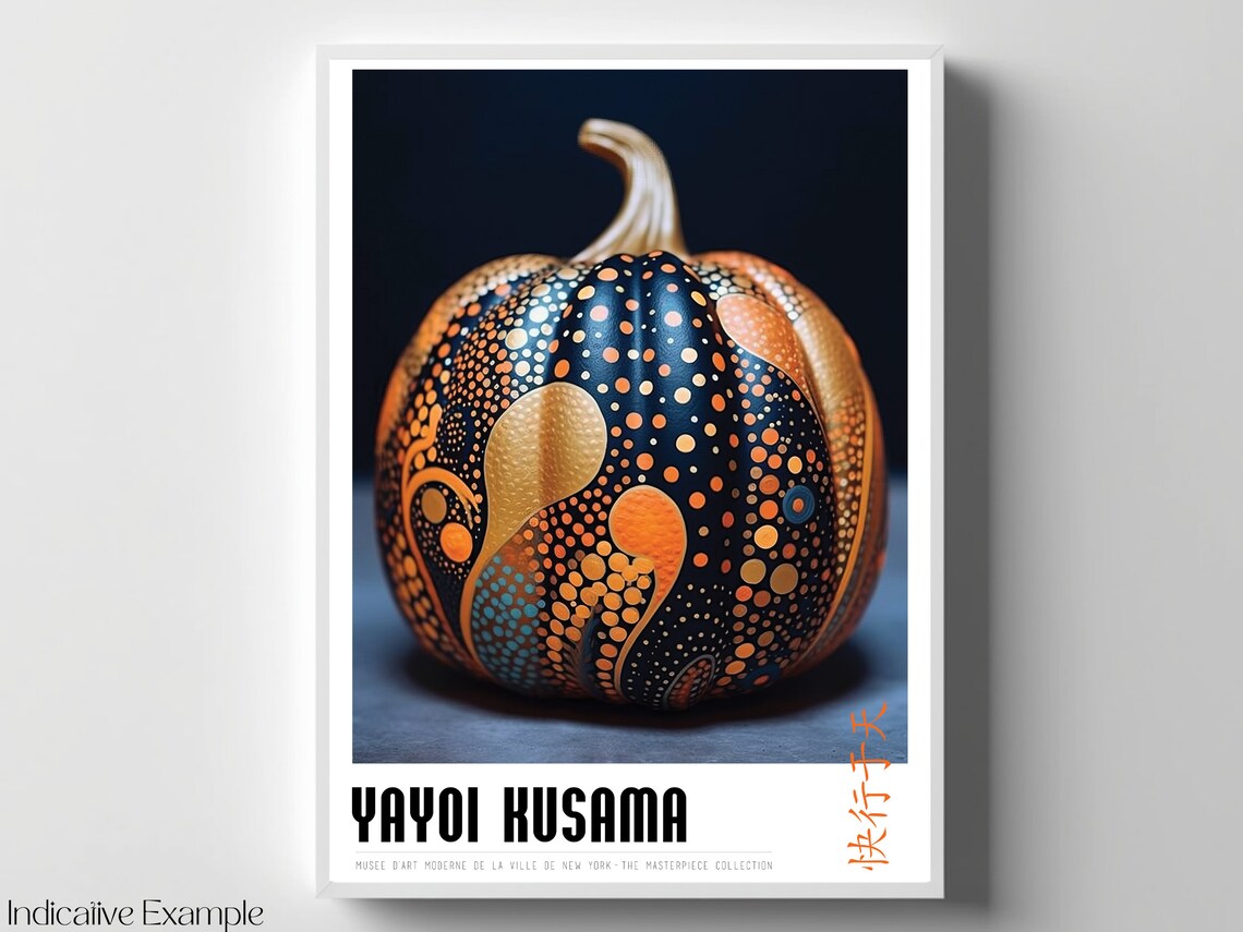 Yayoi Kusama Dark Gold Pumpkin Night Polka Dot Exhibition Poster - Image 4