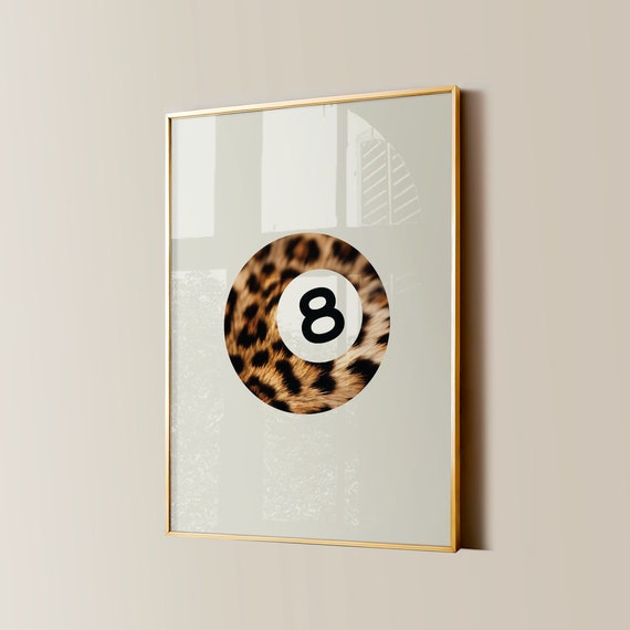 8 Ball Print Leopard Apartment Decor Trendy Retro It Girl Poster Girly Aesthetic Funky Vintage Pool Ball Downtown Girl Home Wall Art