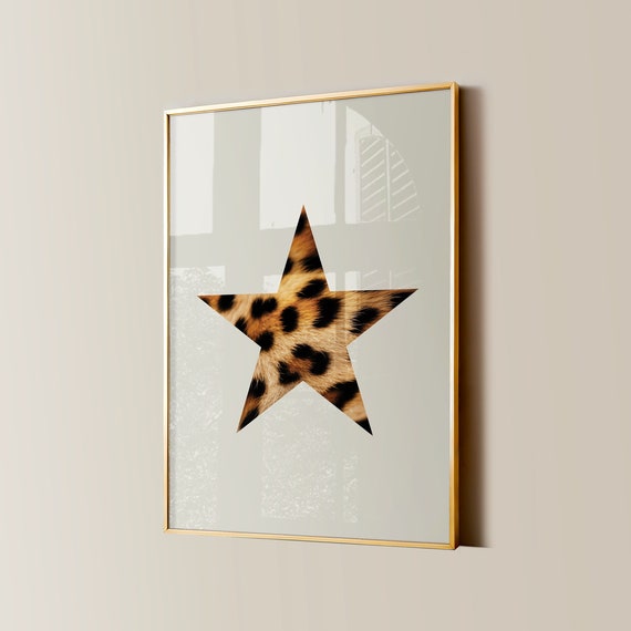 Leopard Star Retro Y2K Aesthetic Art Print