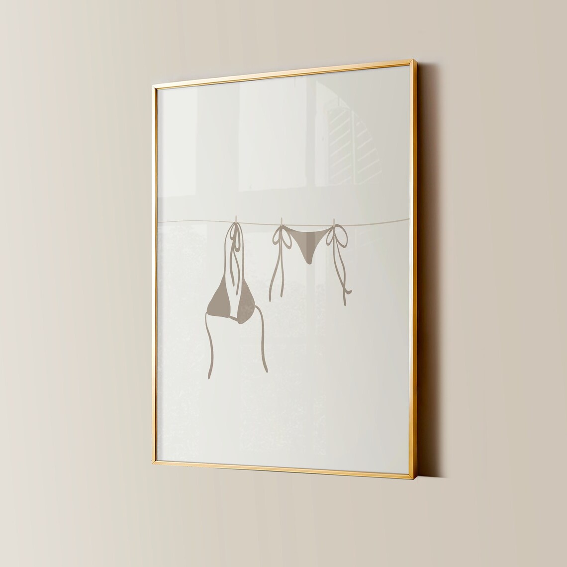 Bikini On Clothesline Minimalist Line Art Coastal Beachy Poster