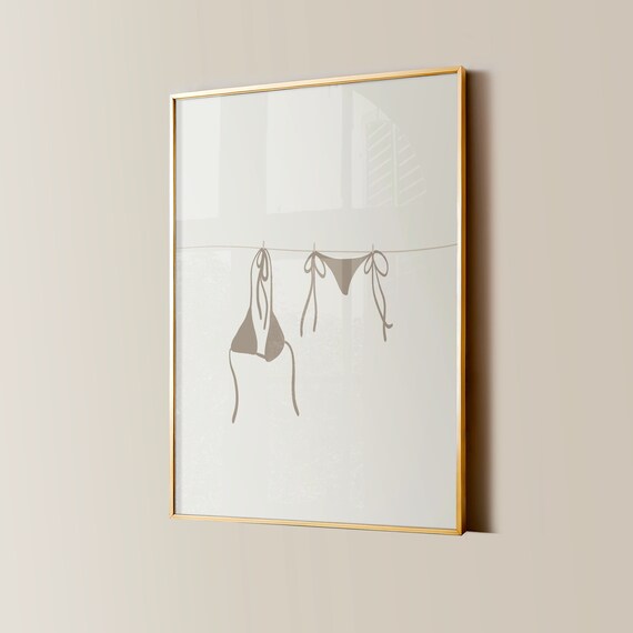Bikini On Clothesline Minimalist Line Art Coastal Beachy Poster