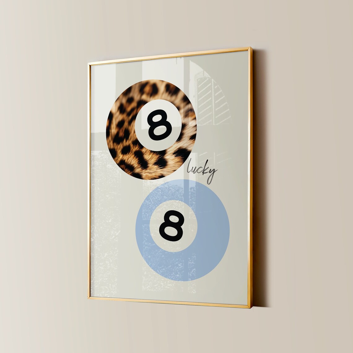 8 Ball Leopard Print Lucky Girl Retro Y2K Poster