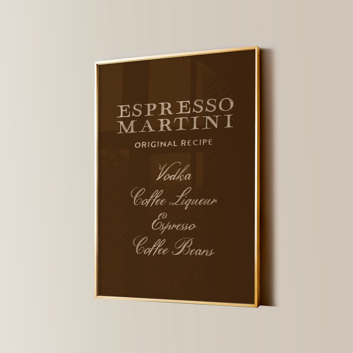 Espresso Martini Original Recipe Brown Cocktail Bar Art Poster - Image 2