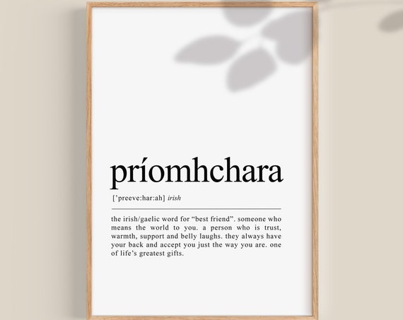 Príomhchara Irish Friendship Art Print, Gaeilge