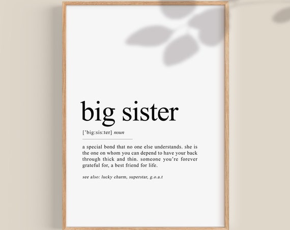 Big Sister Definition Minimal Quote Art Print