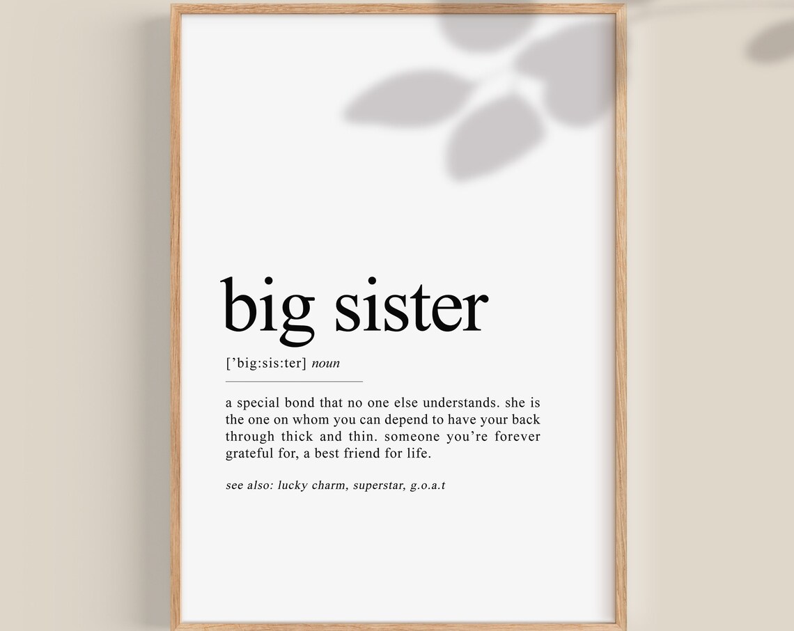Big Sister Definition Minimal Quote Art Print
