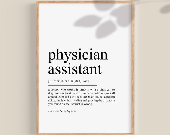 Physician Assistant Definition Art Print, Gift for Grads