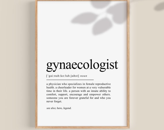 Gynaecologist Definition Art Print, Graduation Gift